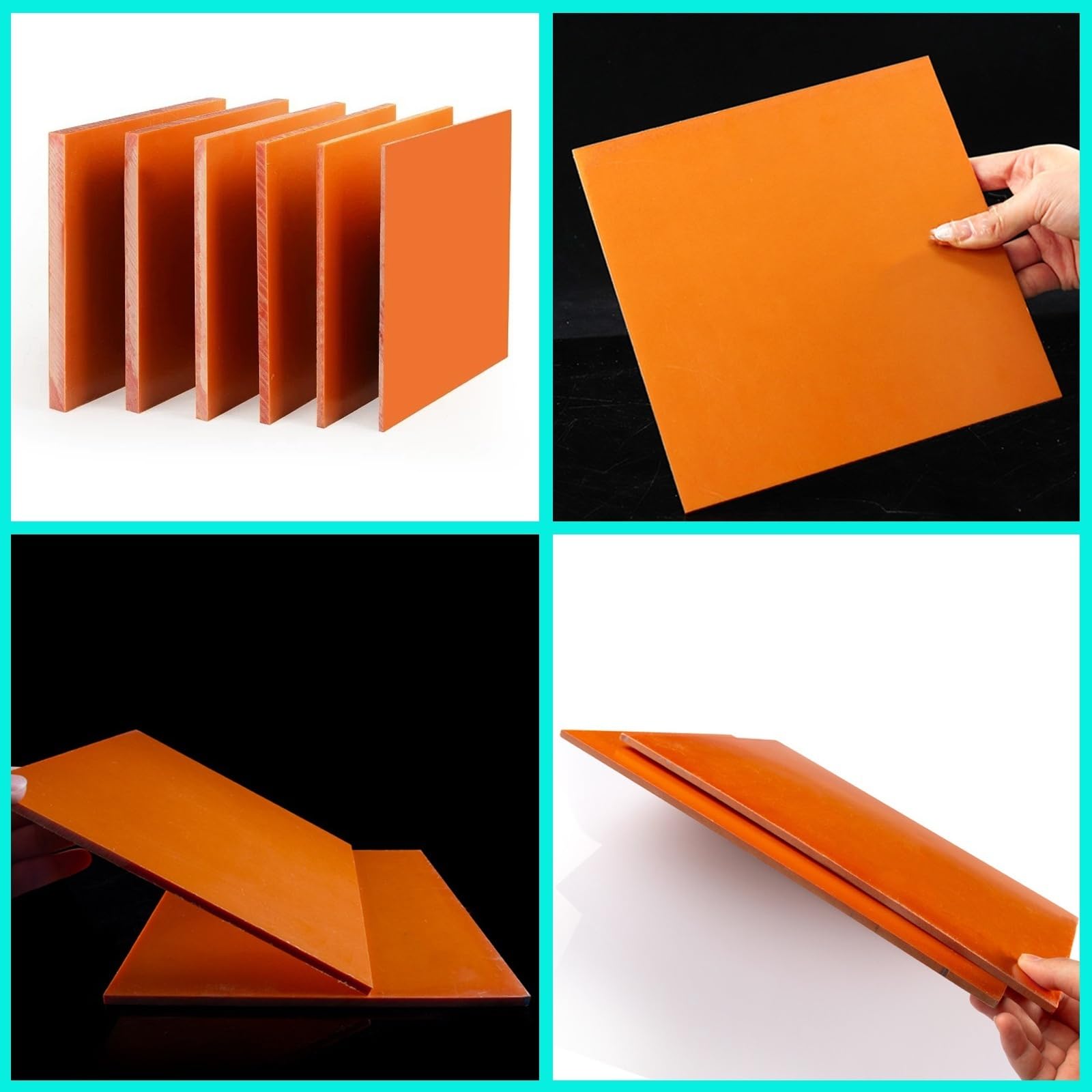 1 láminas de baquelita 200x100mm, grosor 2-30mm, panel laminado de resina fenólica de alta resistencia, placa aislante eléctrica para manualidades, mecanizado CNC y prototipos(Orange,200x100x15mm)