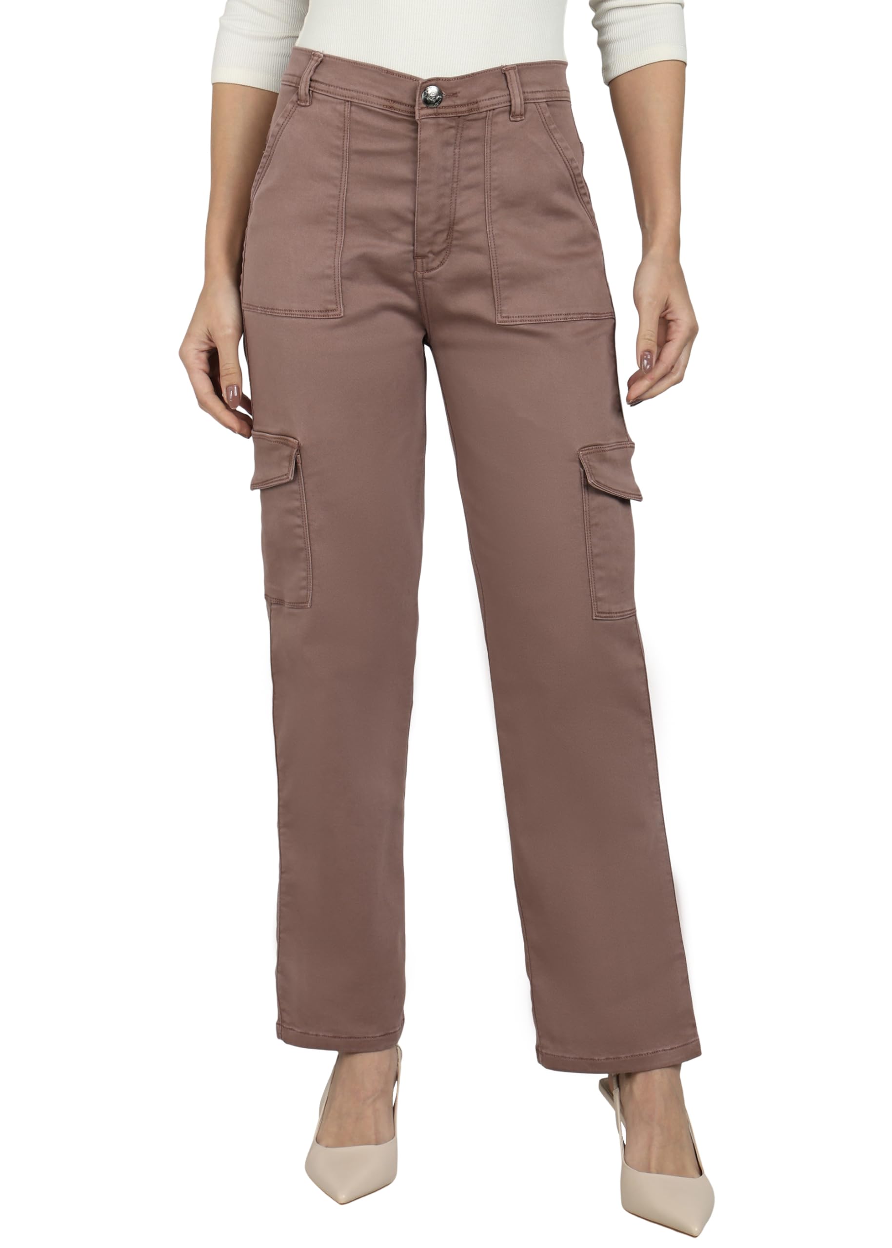nifty Women's Denim Relaxed Fit Color Cargo Jeans-picture-20