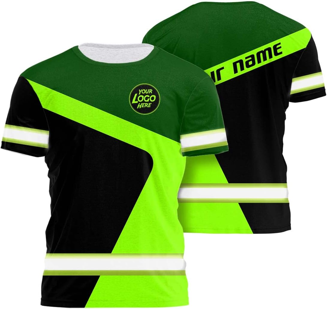 Company, Team Uniform High Visibility Shirt for Men Safety Shirt Custom Logo Name with Reflective Tapes AMZ02