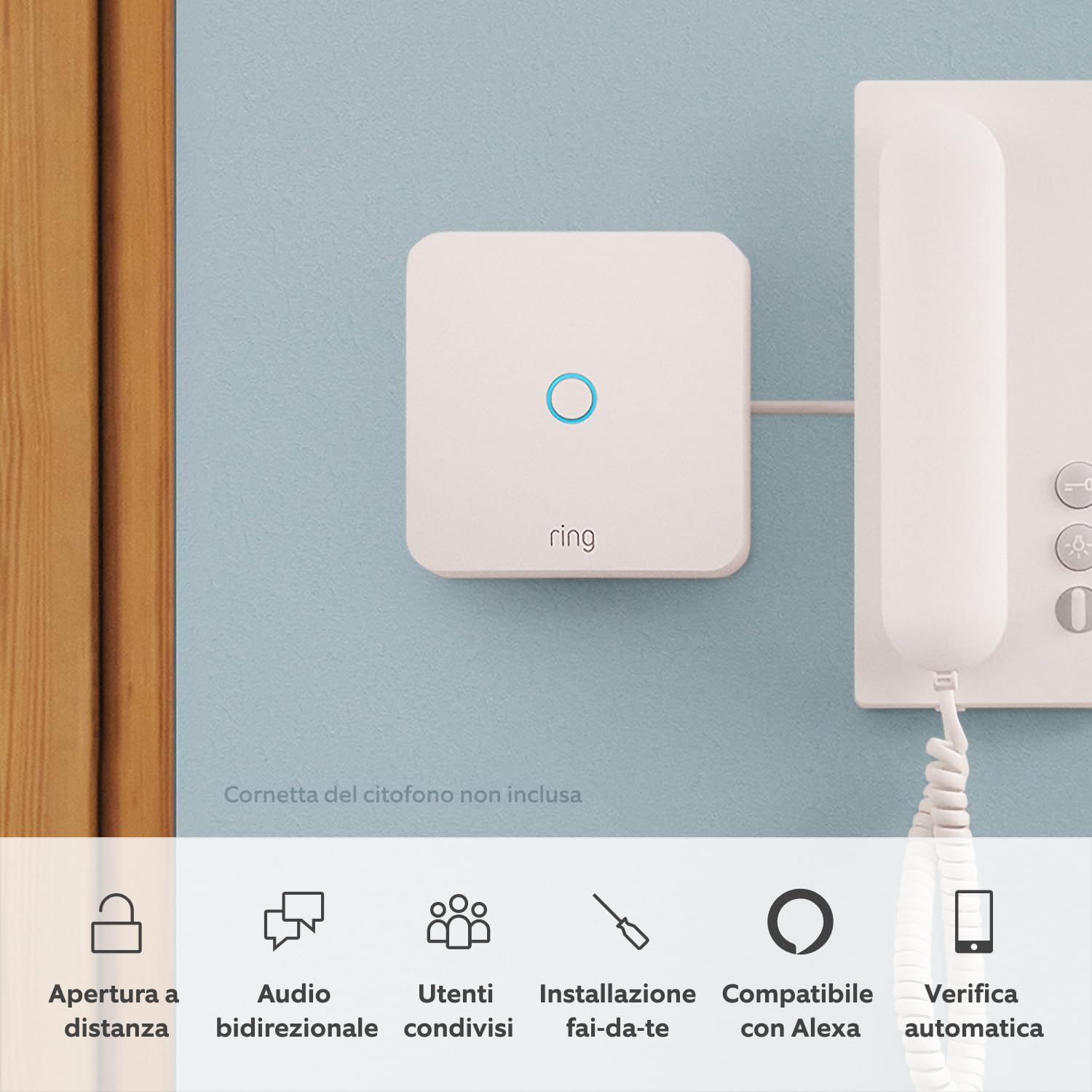 Ring Intercom di Amazon | Rendi smart il tuo citofono, apertura a distanza, compatibile con Alexa, audio bidirezionale (verificare la compatibilità) Ring Intercom Solo dispositivo