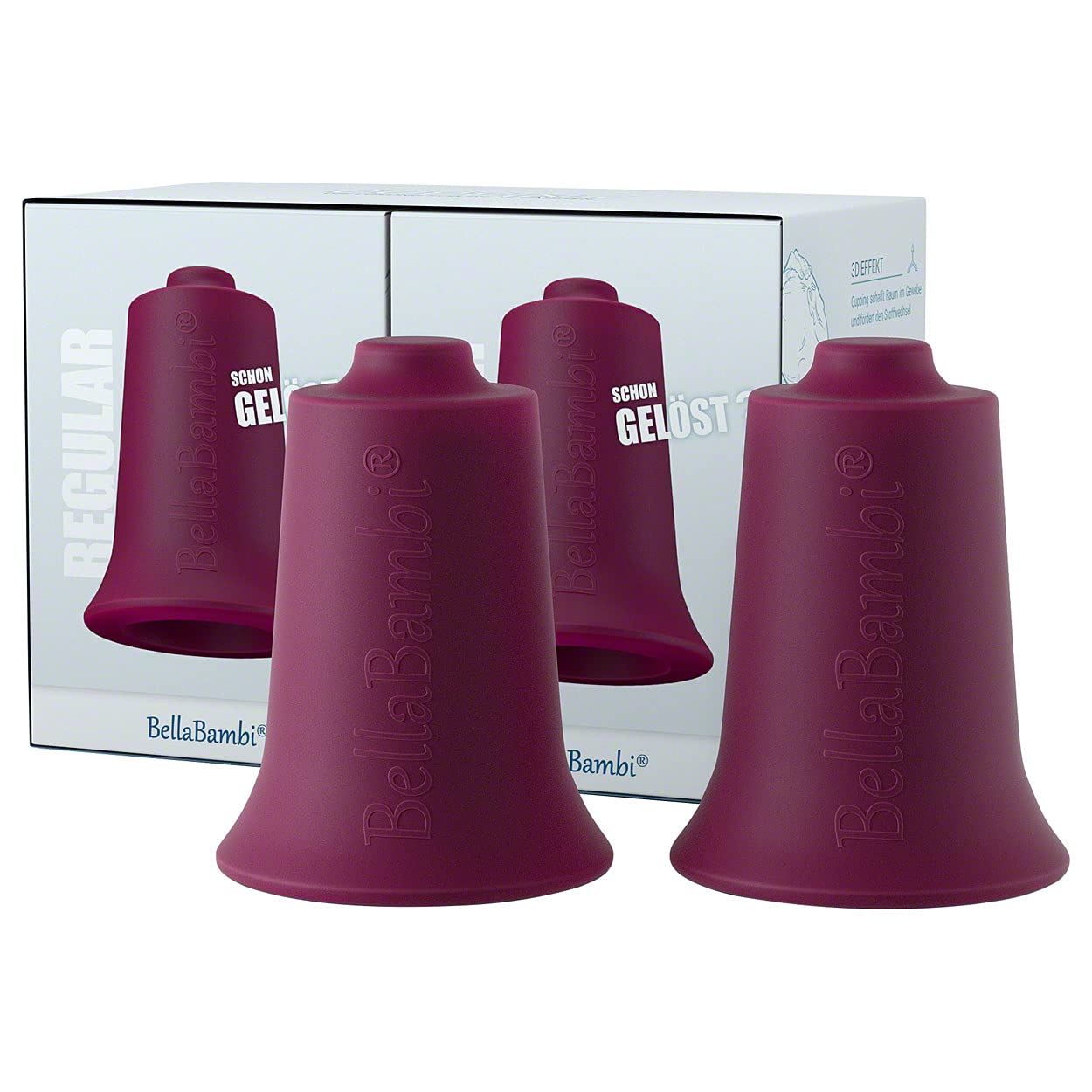 Set da 2 BellaBambi Maxi duo coppette per cupping | silicone delicato sulla pelle | Intensità leggera per benessere & massaggi contro lievi tensioni | Per schiena, glutei, addome | REGULAR - mora