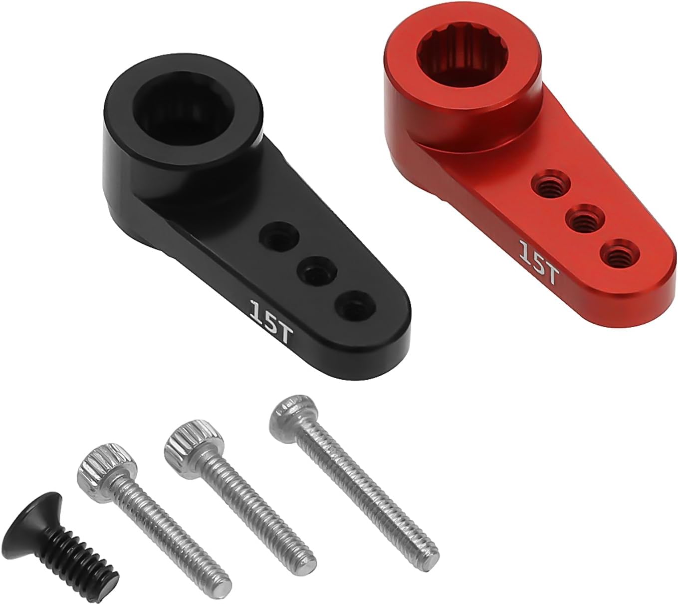 ECSiNG Black & Red 2 Set of RC Servo Arm Upgrade Mini Servo Arm Accessory for ES08MA II Servo Upgrade Parts,Made of Aluminum Alloy.