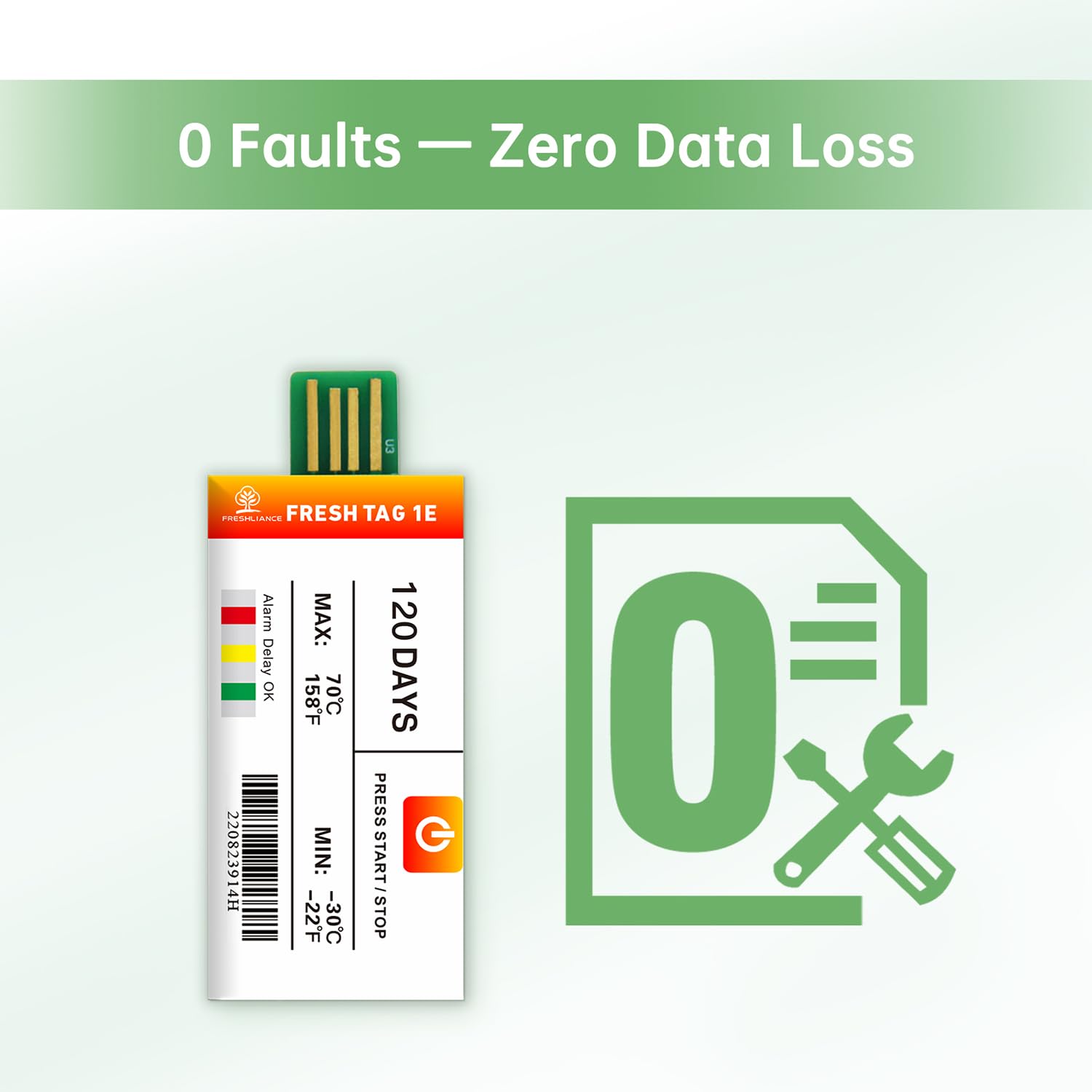 Freshliance Registrador de datos de temperatura, registradores de temperatura USB desechables cubren 120 días, alta precisión 20000 puntos con informes PDF CSV, para transporte fresco, etiqueta fresca