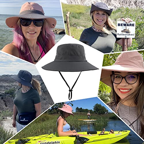 Mukeyo Chapéu feminino de verão com aba larga e proteção UV para ambientes externos boné dobrável ra