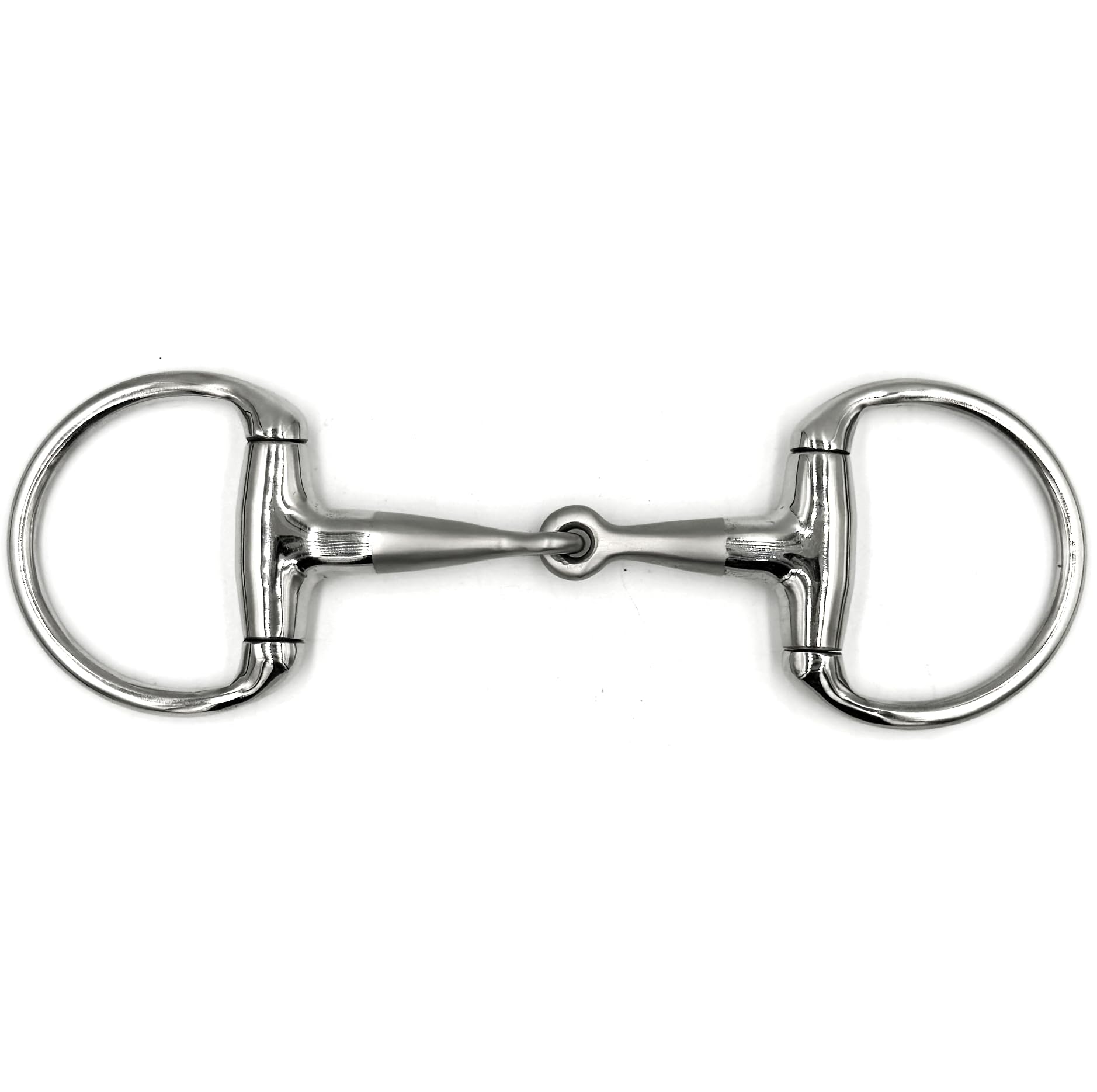 ES0279 Gebiss Olivenkopfgebiss Olivenkopftrense Einfach Gebrochen mit sandgestrahlten Mittelteil aus Edelstahl Ringdurchmesser 70 mm Gebissstärke 14 mm (9.5 cm)