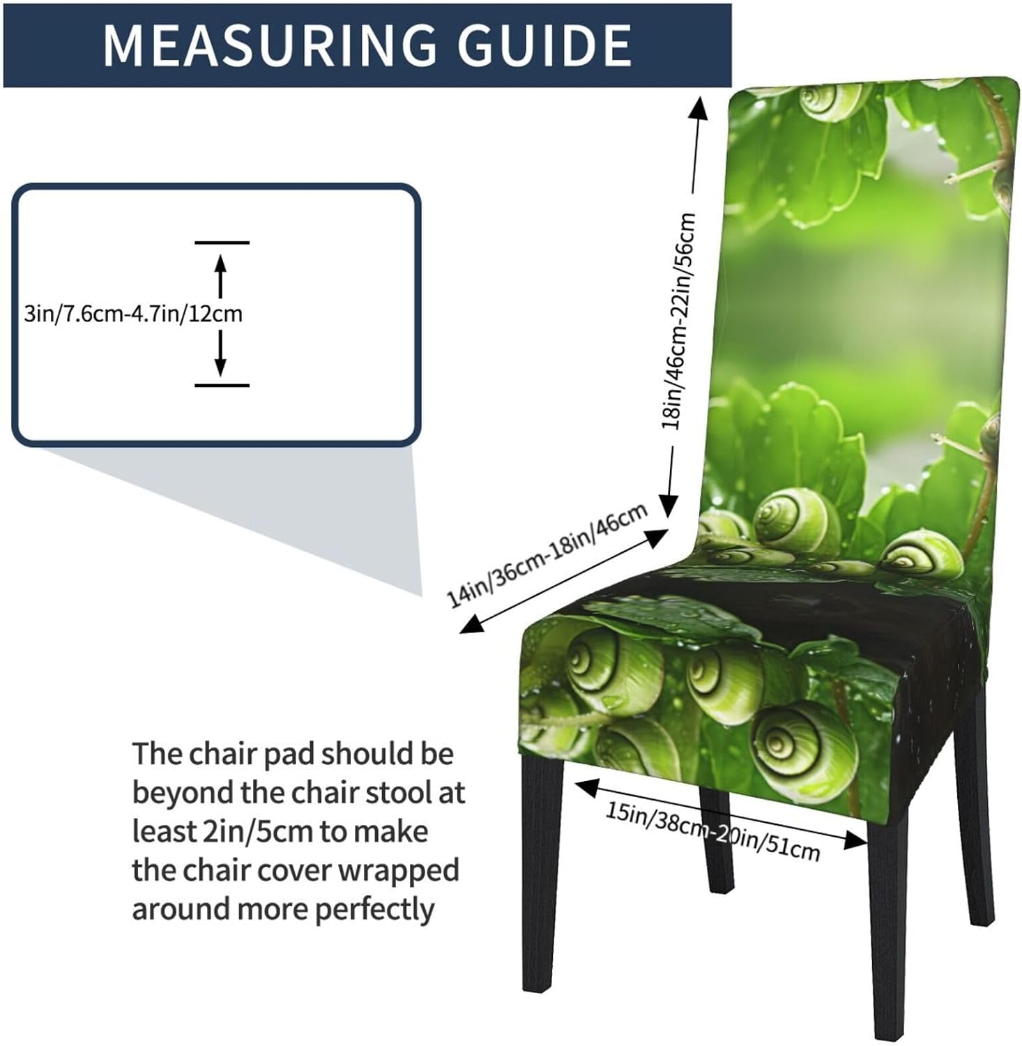 Snail On Vegetable Leaf Prints Protection Cover for Dining Chair - Stretchable Chair Throw Covers for Dining Room, Hotel Event Party