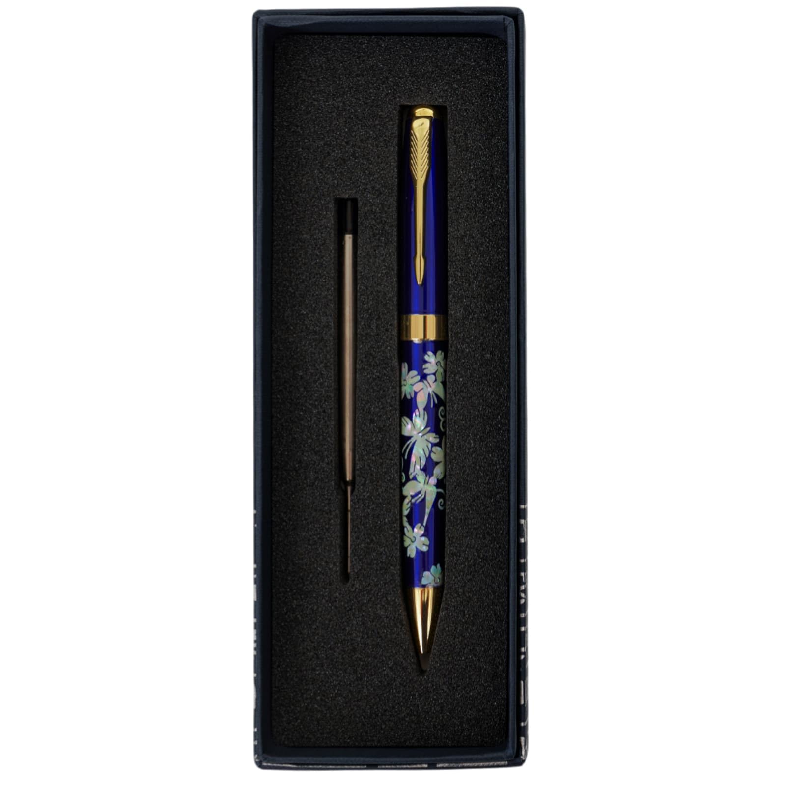 February Mountain Mother of Pearl Ballpoint Pen, Retractable Ballpoint Pens, for Gift, Business, Office, 1.0mm Medium Point Black Ink, Extras Replaceable Metal Refills (Crane-Blue-Black Ink) โ image 1
