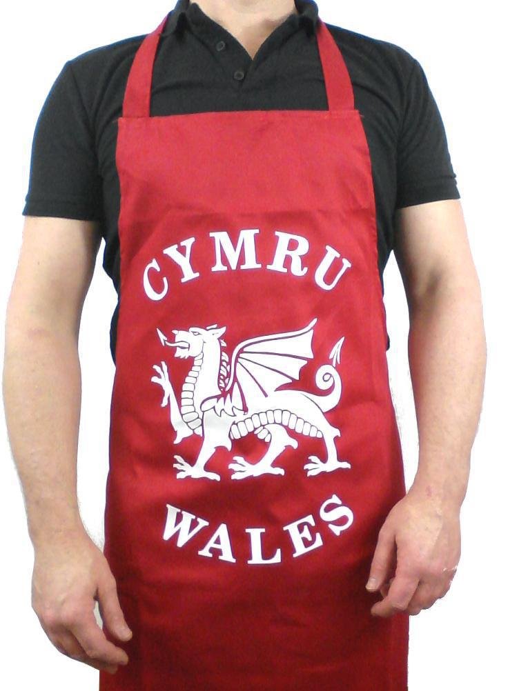 Welshsuperstore Welsh Gifts Red Wales Welsh Apron - Cymru/Wales/Dragon