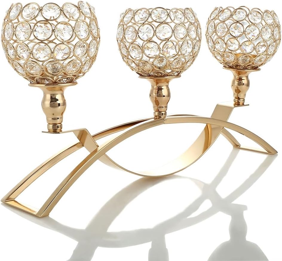 Candle Holders Metal Candlesticks for Home Dinning Table Centerpieces Decoration Crystal Candelabra