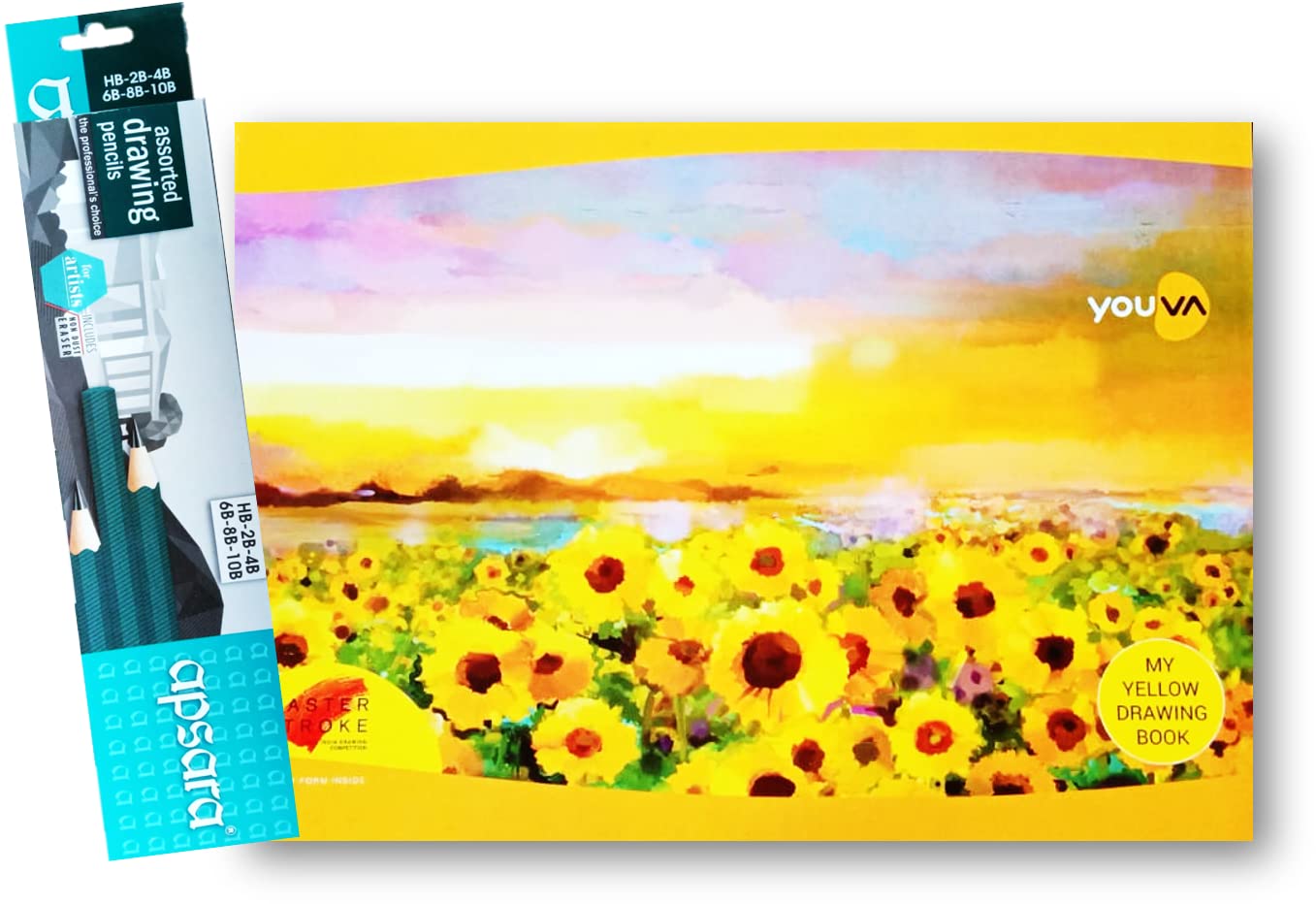 Youva Drawing Book 36 Pages 21cm x 29.7cm & Apsara Assorted Drawing
