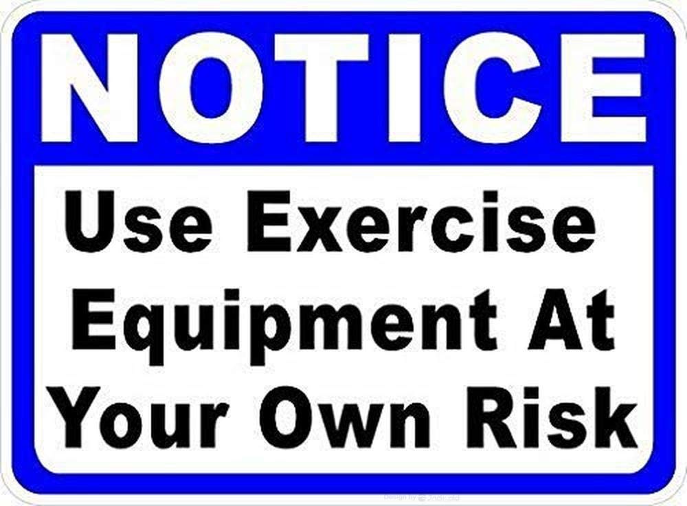 Eletina candy New Tin Sign Notice Use Exercise Equipment At Own Risk Sign Funny Pub Home Decor Gym Safety Aluminum Metal Sign Wall Decoration 8x12 Inch