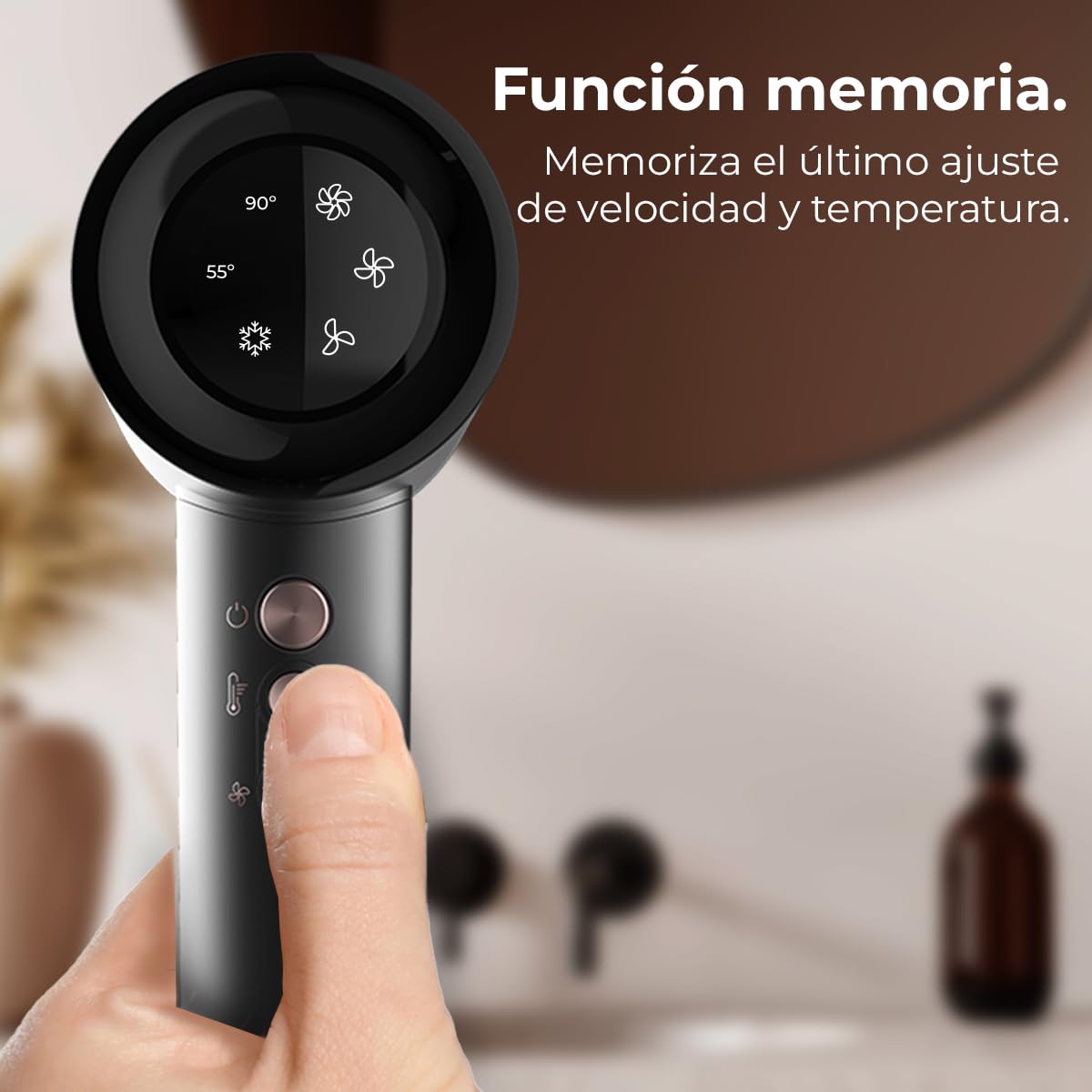 Cecotec Secador de Pelo Bamba IoniCare Rockstar Nano IonTech. 1600 W, Nano Iones, 110000 rpm, Pantalla, Control inteligente del Calor, 3 Temperaturas, 3 Velocidades y Función Memoria