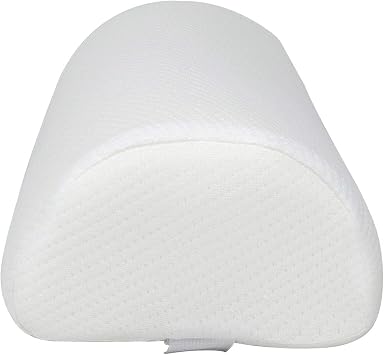 Half Moon Pillow - Half Cylinder Pillow Provides Best Support for Lumbar - Neck - Knee and Leg with Removable Poly-cotton Cover (White).