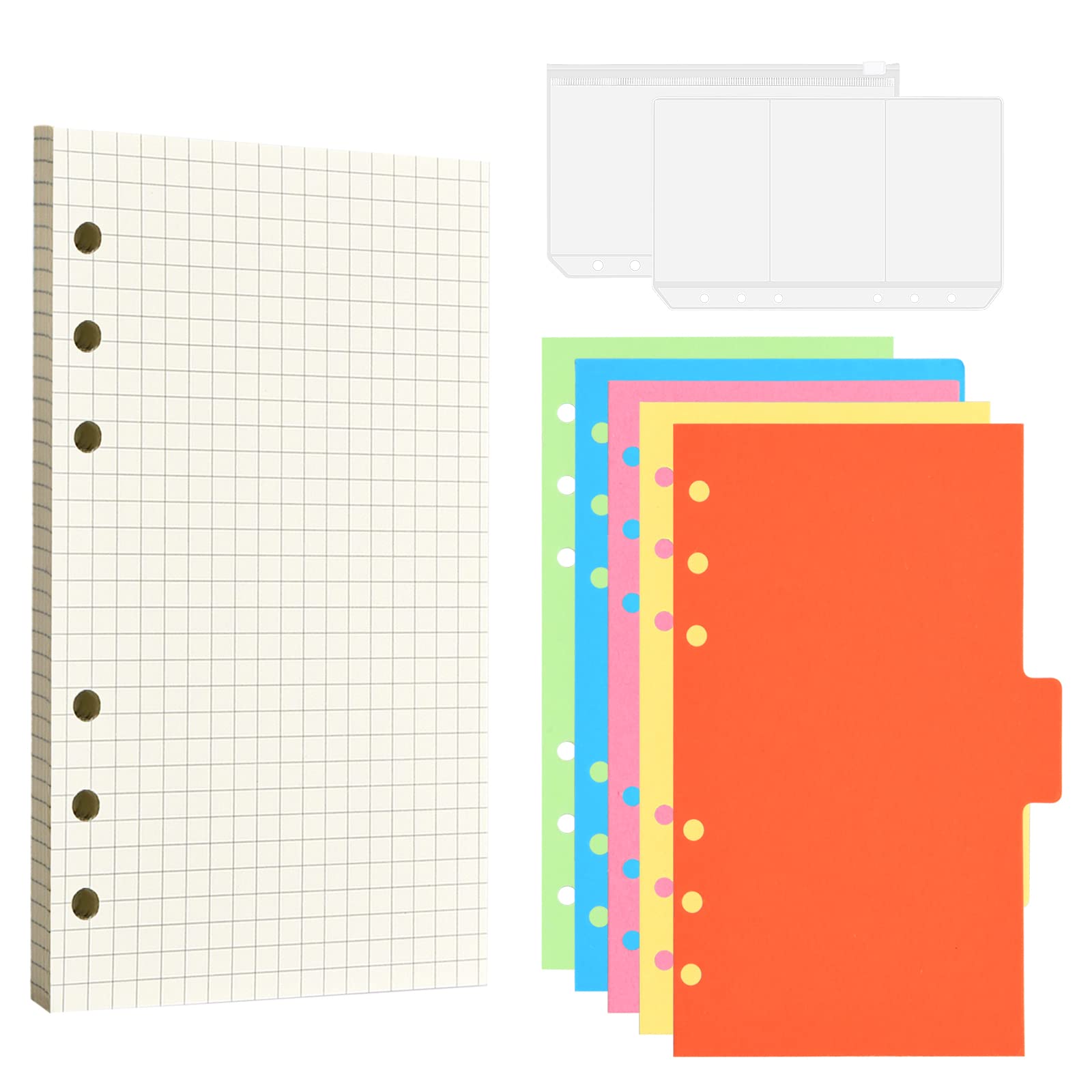 KINETOX A6 Ringbuch Nachfüllpapier 120 Blatt Kariert - 6-Loch Für Planer & Notizbücher