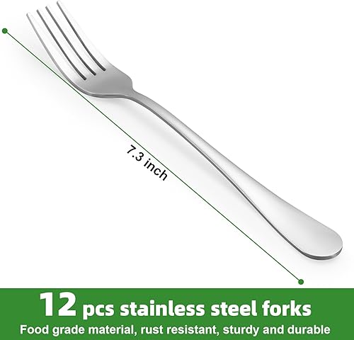 Miniatura 2 de Juego de 12 tenedores de acero inoxidable de grado alimenticio, tenedor de cubiertos, tenedor de ensalada, tenedores de metal para el hogar, cocina