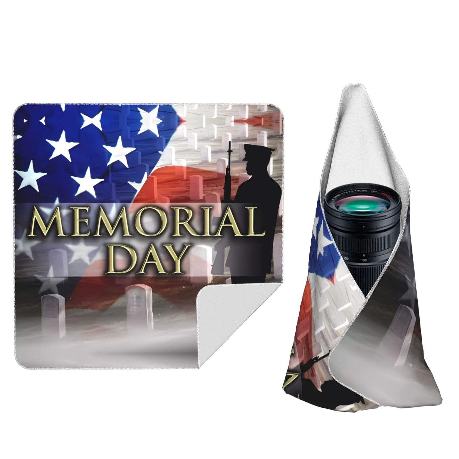 Zhaoyugoods Black Us Military Soldiers Patriotic Memorial Day Camera Wrap Cloth