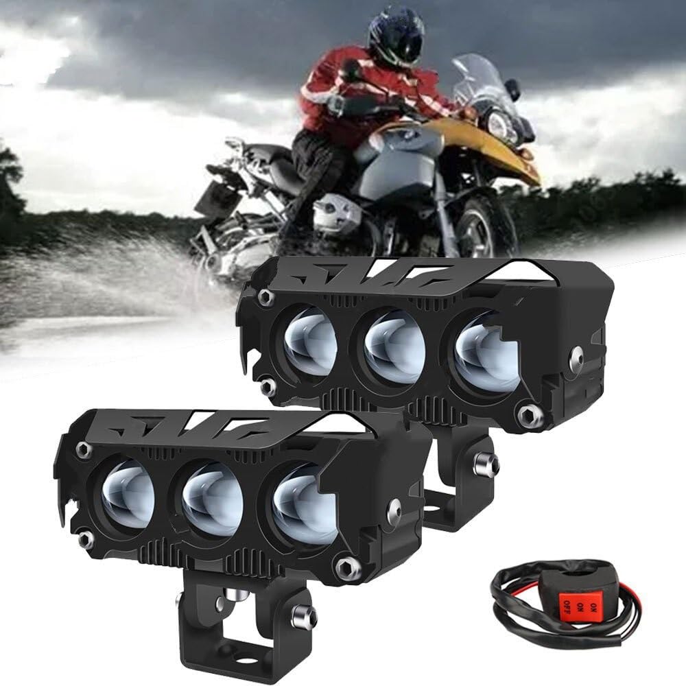 Fari Super Luminosi Faretti A LED Per Moto Proiettori Per Fari Per Auto Lampadine Lampada Automatica Lente Per Lampada A Doppio Colore Spot Nebbia Luce Ausiliaria 200W(2 PCS White Yellow)