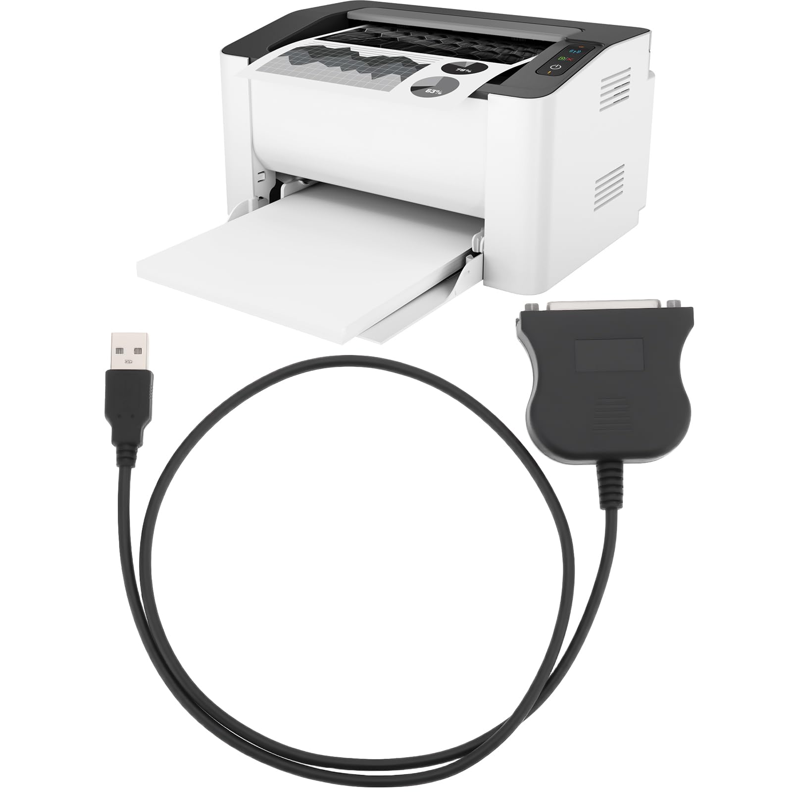 OTOTEC Cavo adattatore parallelo per stampante DB25 da USB a 25 pin, 80 cm, per stampante e computer, 2 pezzi, nero