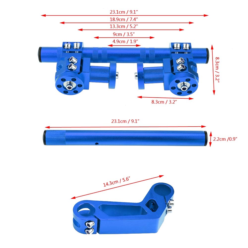 di manubrio regolabile CNC da 7/8" (22 mm) per moto, manubrio in alluminio ricavato dal pieno per pit bike e dirt bike da 125, manubrio rimovibile con regolazione (Blu)