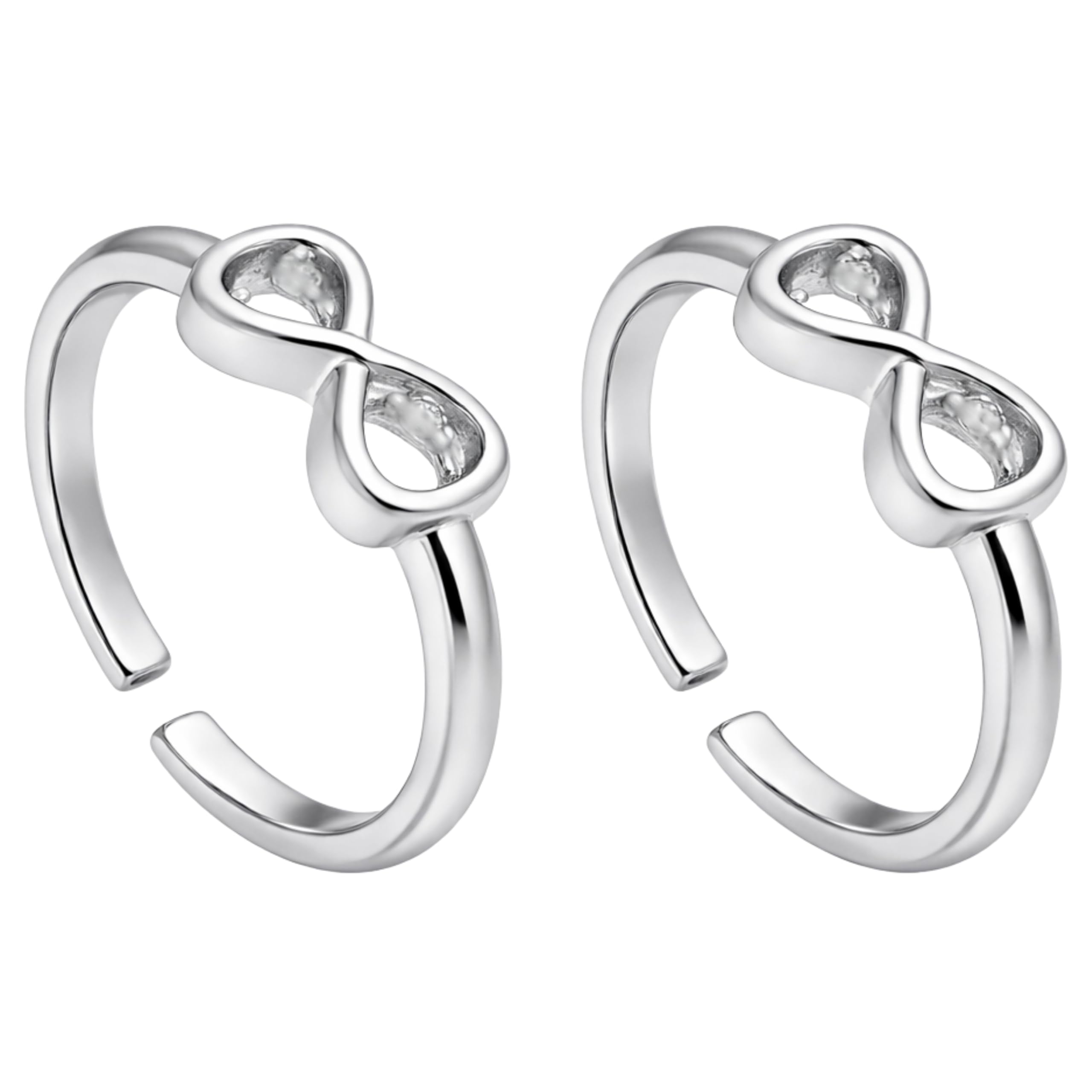 kyat 925 Sterling Silver Flower Toe Ring for Women | Set of 2 | Adjustable Open Band Bichia | CZ Diamond Stone Floral Design | Traditional & Daily Wear Toe Ring-picture-17
