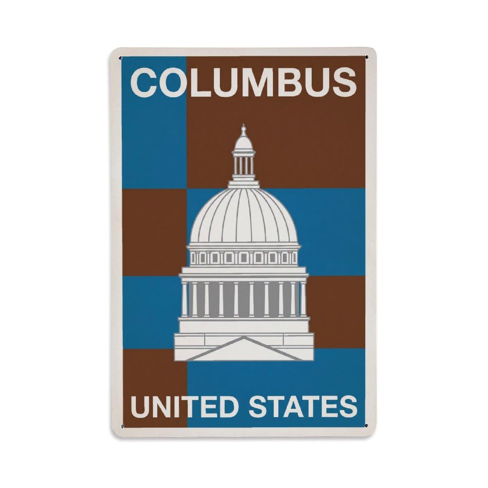 Xanthor Style Retro United States Columbus Travel Metal Tin Sign