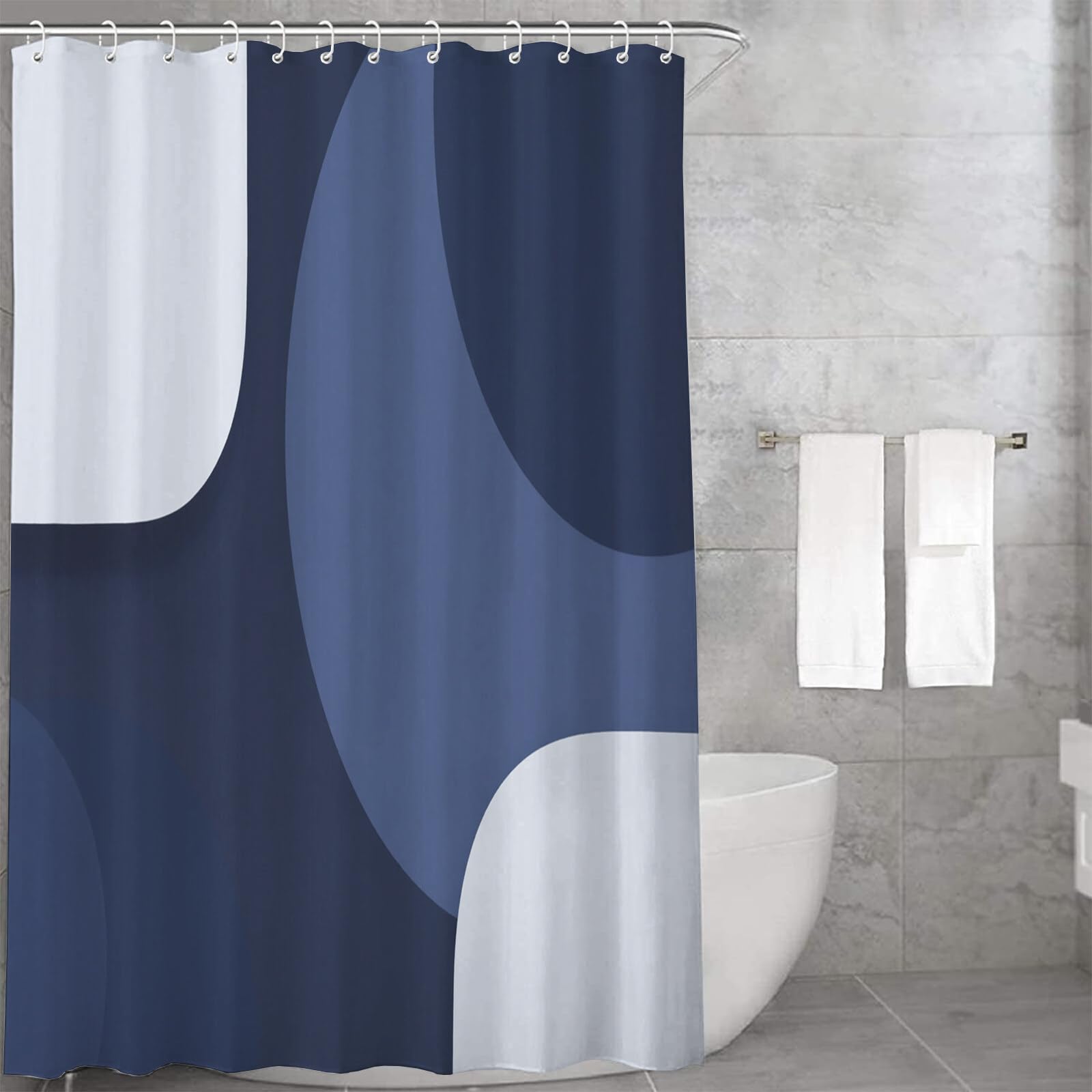 Rideau Douche, Rideau Baignoire Lavable en Machine Rideaux Douche Tissus Lavable Rideau De Baignoire Lavable pour Salle De Bain Domicile Baignoire Famille, Rectangle Arrondi,