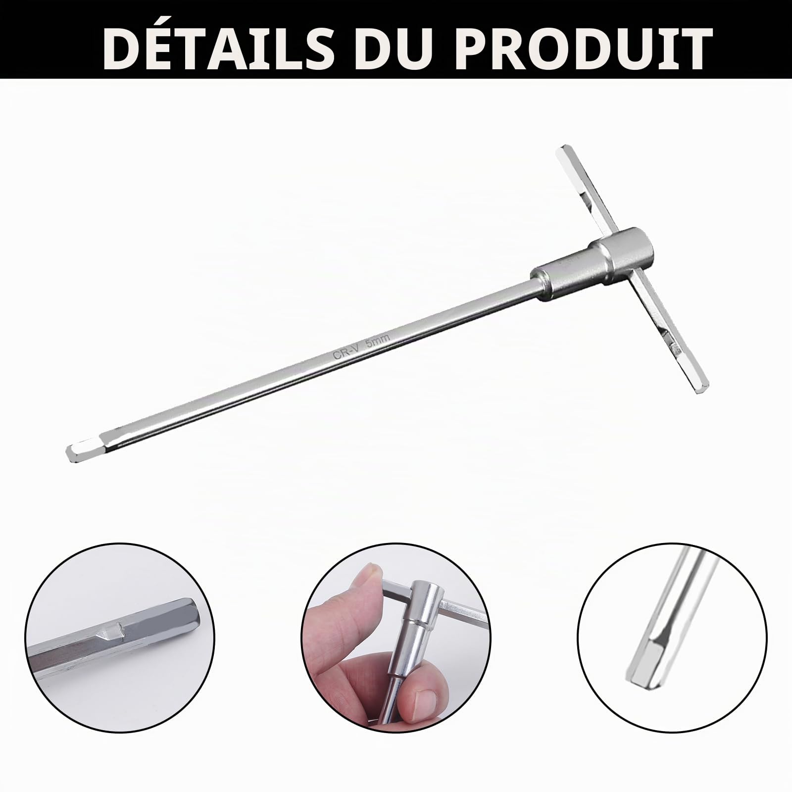 Clé Allen 8 PièCes, Six Pans Creux Manche En T Pour Montage DéMontage Et RéParation Acier Au Chrome-Vanadium Crv 2-10 Mm (2/2,5/3/4/5/6/8/10 Mm)