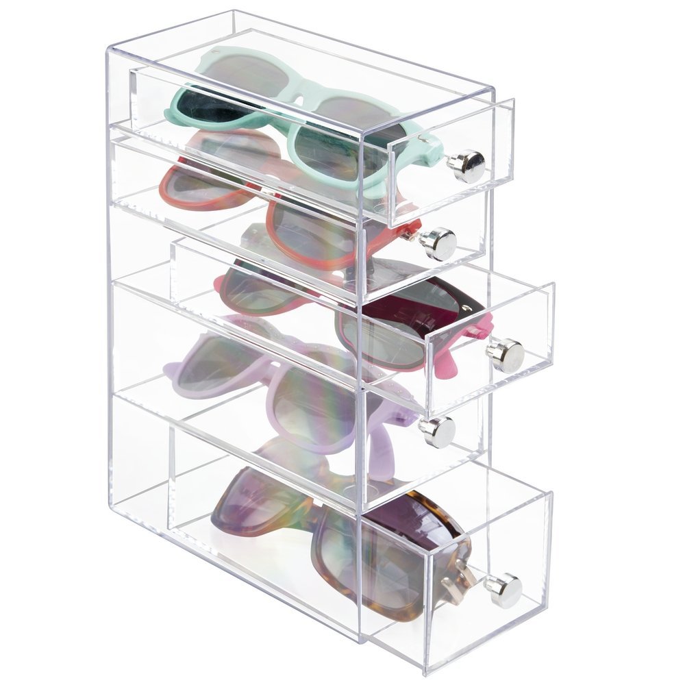 Buy mDesign Stackable Box for Eyewear Storage Practical 2 Drawer