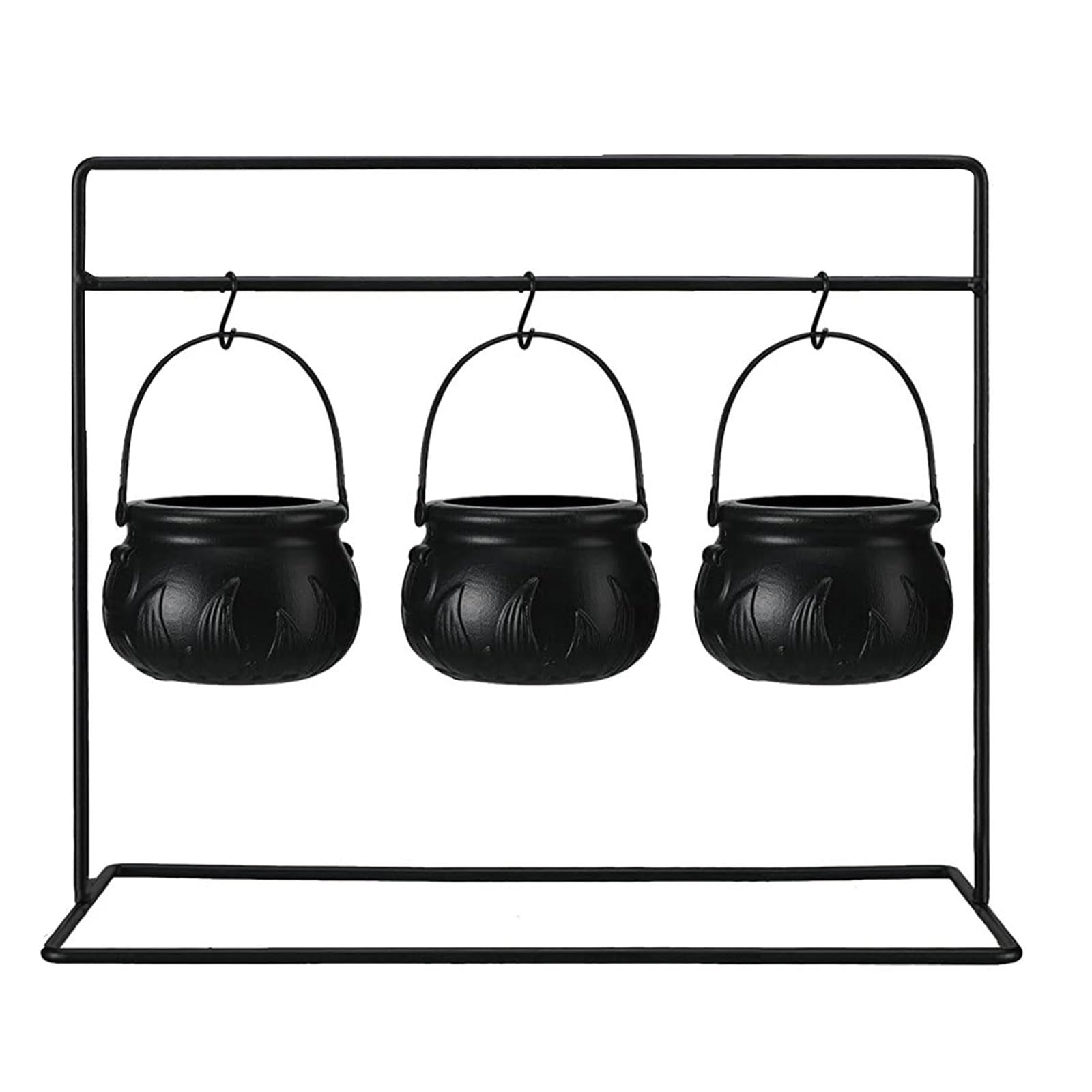 Msioytog Halloween Party Decors Set of 3/6 / 9 Hanging Witches Cauldrons with Sturdy Metal Frame for Indoor Outdoors Use Halloween Witches Cauldron Candy Bowl