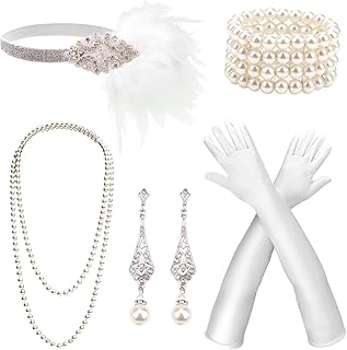 1920s Great Gatsby Accessories Set for Women Flapper Costume Accessories Feather Headband Roaring 20s Accessories Set