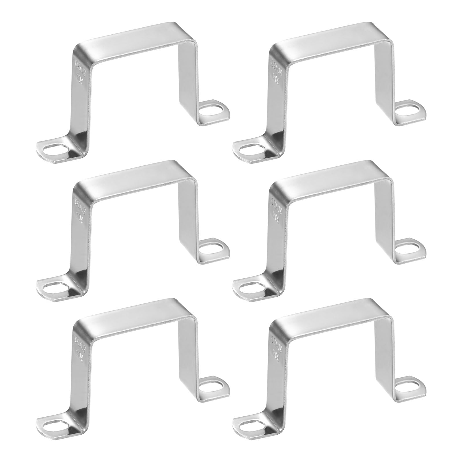M METERXITY 6-Pack U Shaped Connector Bracket, 50x50mm 304 Stainless Steel Square Pipe Clamp for Door Closed Bar Holder Strut Channel/Fixing Tools/Pipe, Strap Clamp for Rectangular Tube
