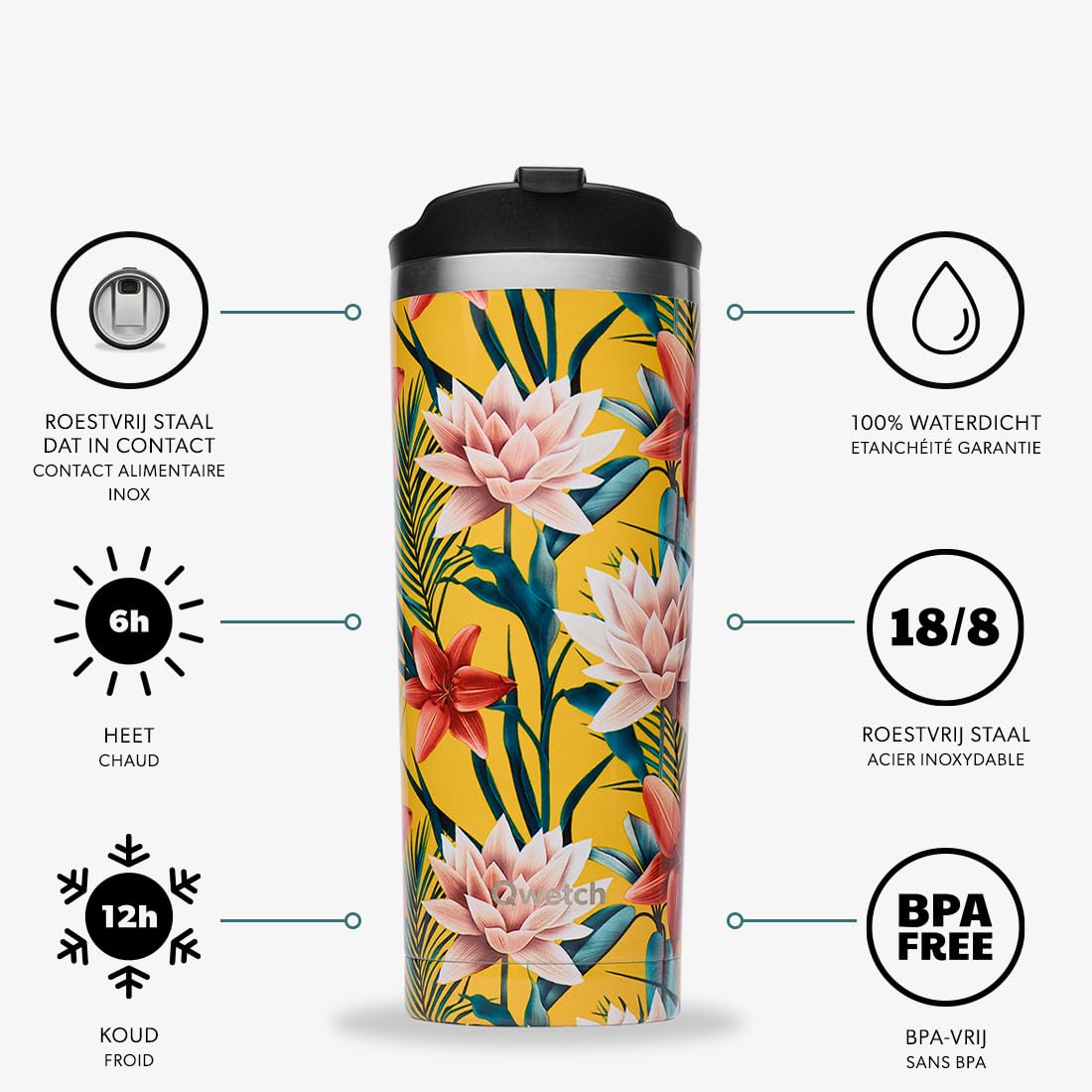 Beker Qwetch Travel Mug 470 ml Pastel Rose - Zomer 2026 Beker Qwetch Travel Mug 470 ml Pastel Rose - Zomer 2026