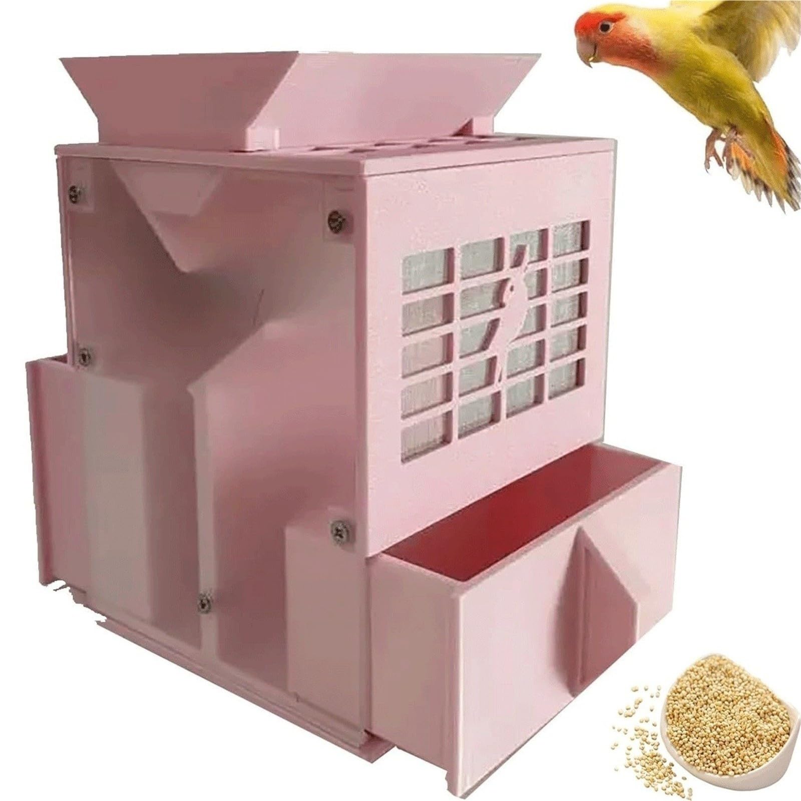 Épurateur De Balles Céréalières pour Nourriture d'oiseaux | Séparation Des Paillettes, Séparation Rapide, Simple Et Facile À Utiliser, Machine De Criblage Des Grains(Pink)