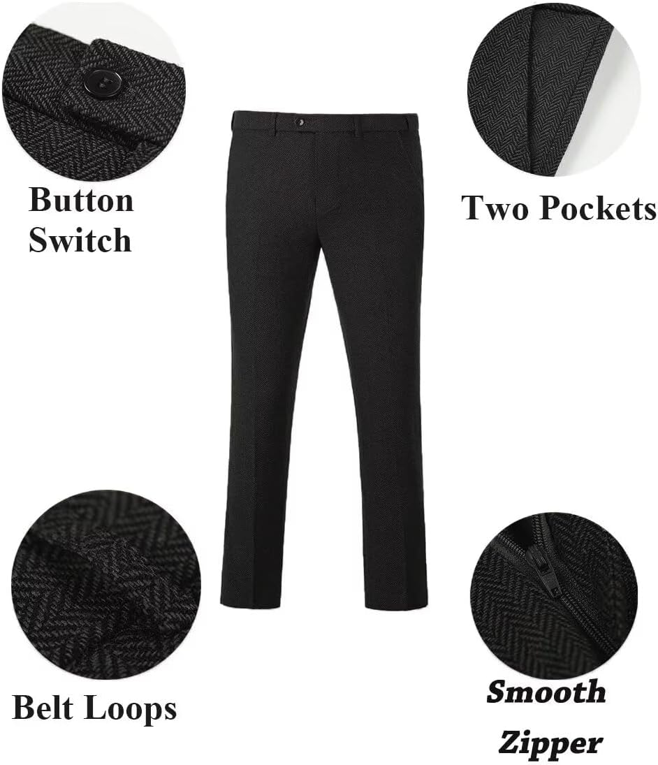 Retro Tweed Boys Suit 3 Piece Slim Fit Herringbone Jackets Set Wool Blend Suits Blazer Vest Pants Tux Wedding Outfit for Boy - Image 5
