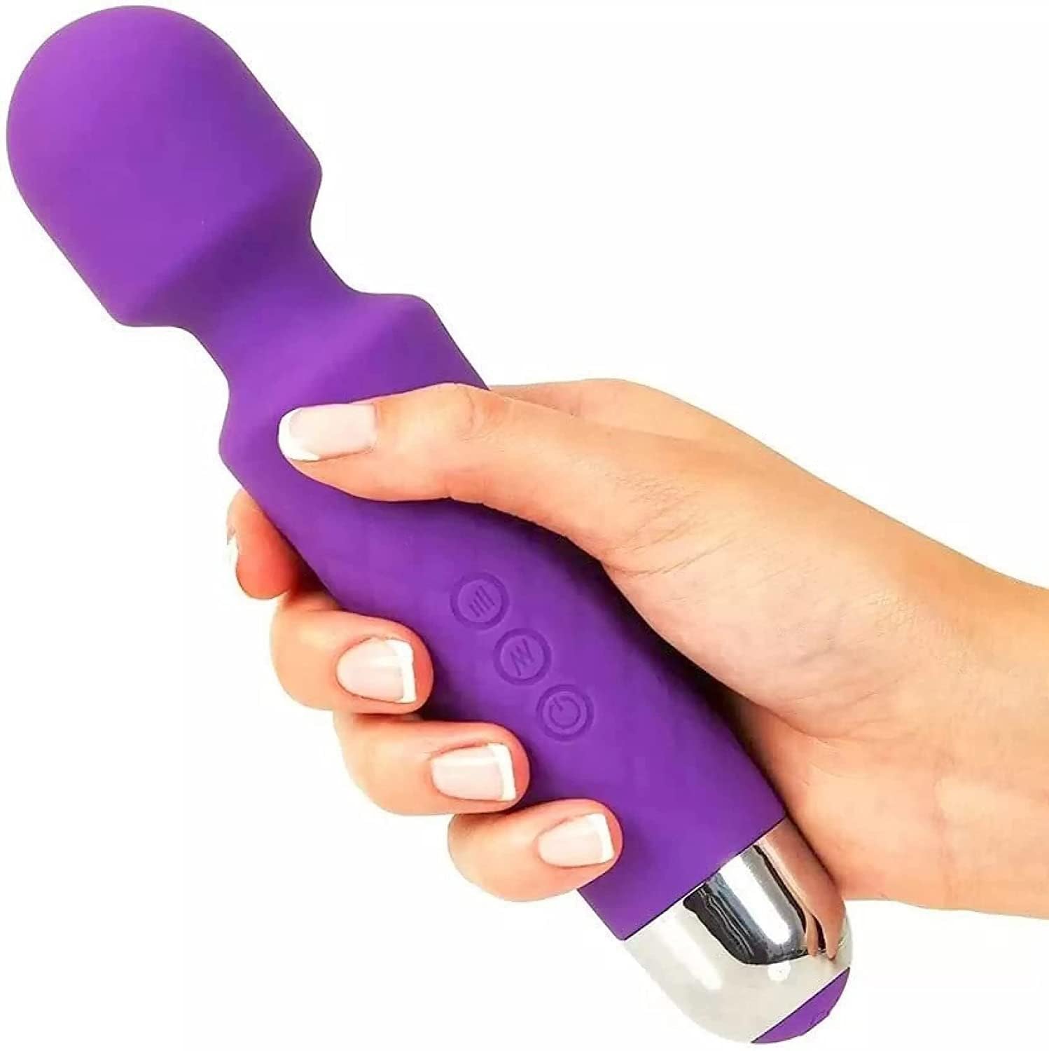 CUBONIC Personal Electric Body Massager 20+ Vibration Modes,Rechargeable, Handheld, Cordless, Waterproof, for Women and Men, Flexible Head for Targeted Compression (Naughty Purple)