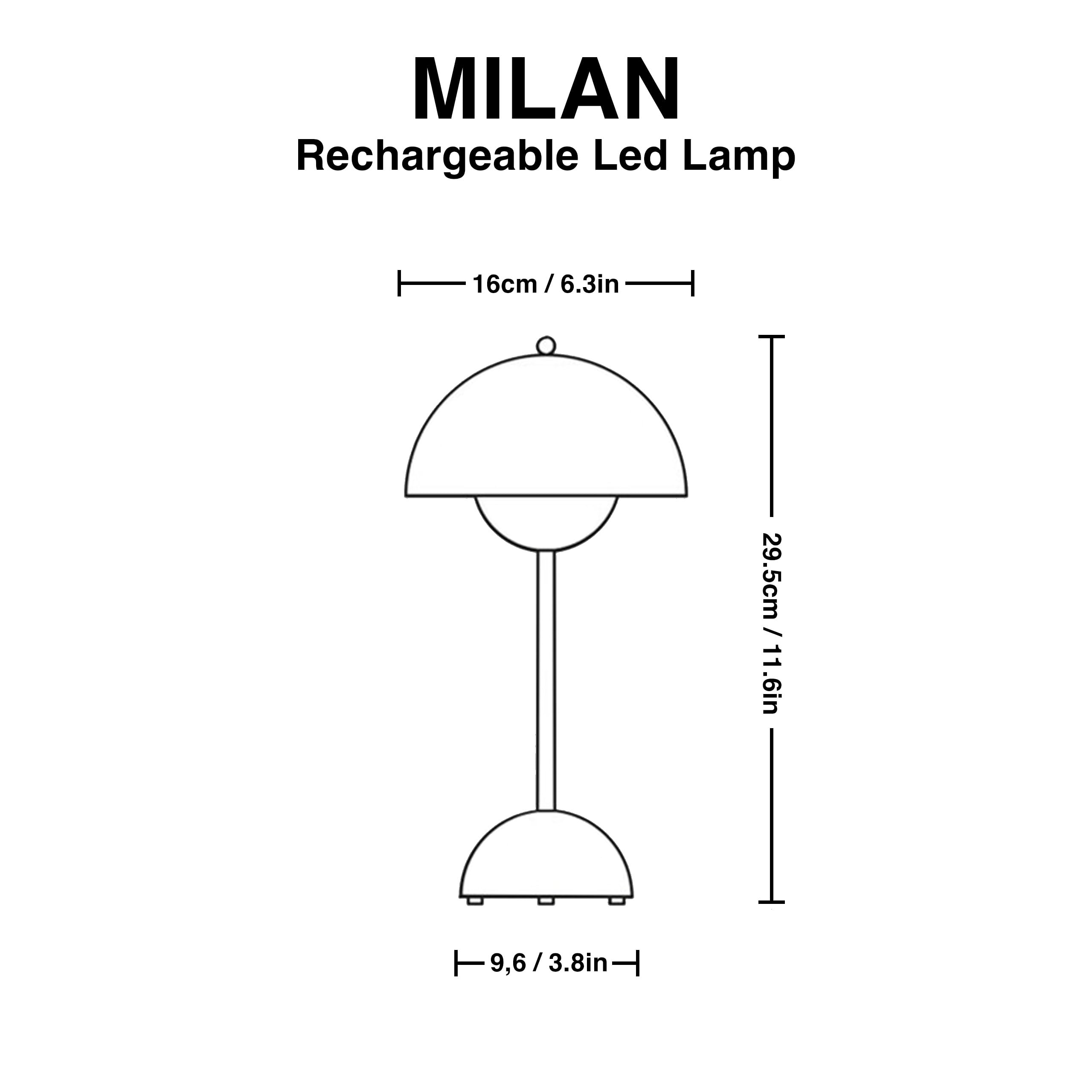 Luxio Lámpara de mesa LED Milan con forma de seta, inalámbrica, recargable de 5000 mAh, color verde, intensidad regulable y 3 temperaturas de color. IP44. Cable USB y enchufe UE incluidos.