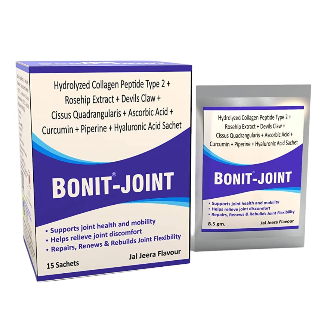 Bonit-Joint | Joint Support Supplement for Flexibility and Mobility | Joint Pain Relief Supplement with Jal Jeera Flavor | Suitable for Men & Women - Pack of 15 Sachet