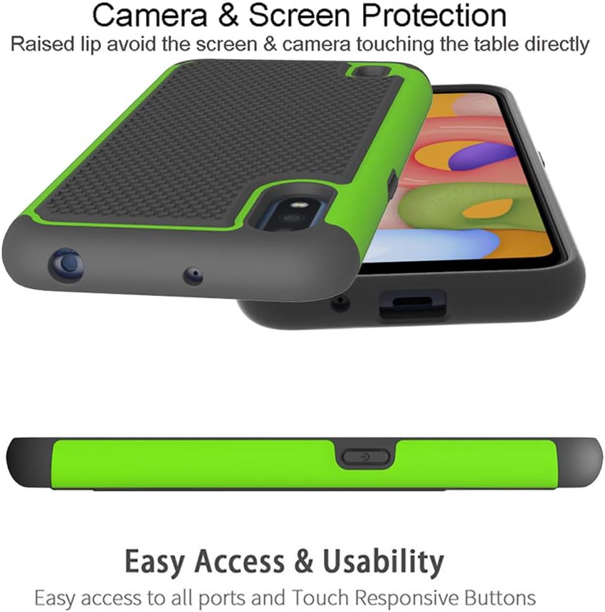 Dahkoiz for Samsung Galaxy A01 Case with Tempered Glass Screen Protector, Dual Layer Drop Protection Cover Protective Phone Case for Samsung Galaxy A01, Green