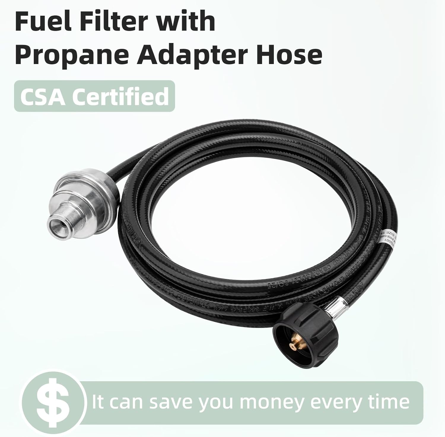 F273699 Propane Fuel Filter with Propane Adapter Hose 12FT and QCC1/Type1 Adapter, CSA Certified Fit for Buddy Series Portable Heater Connect 20-45 lb