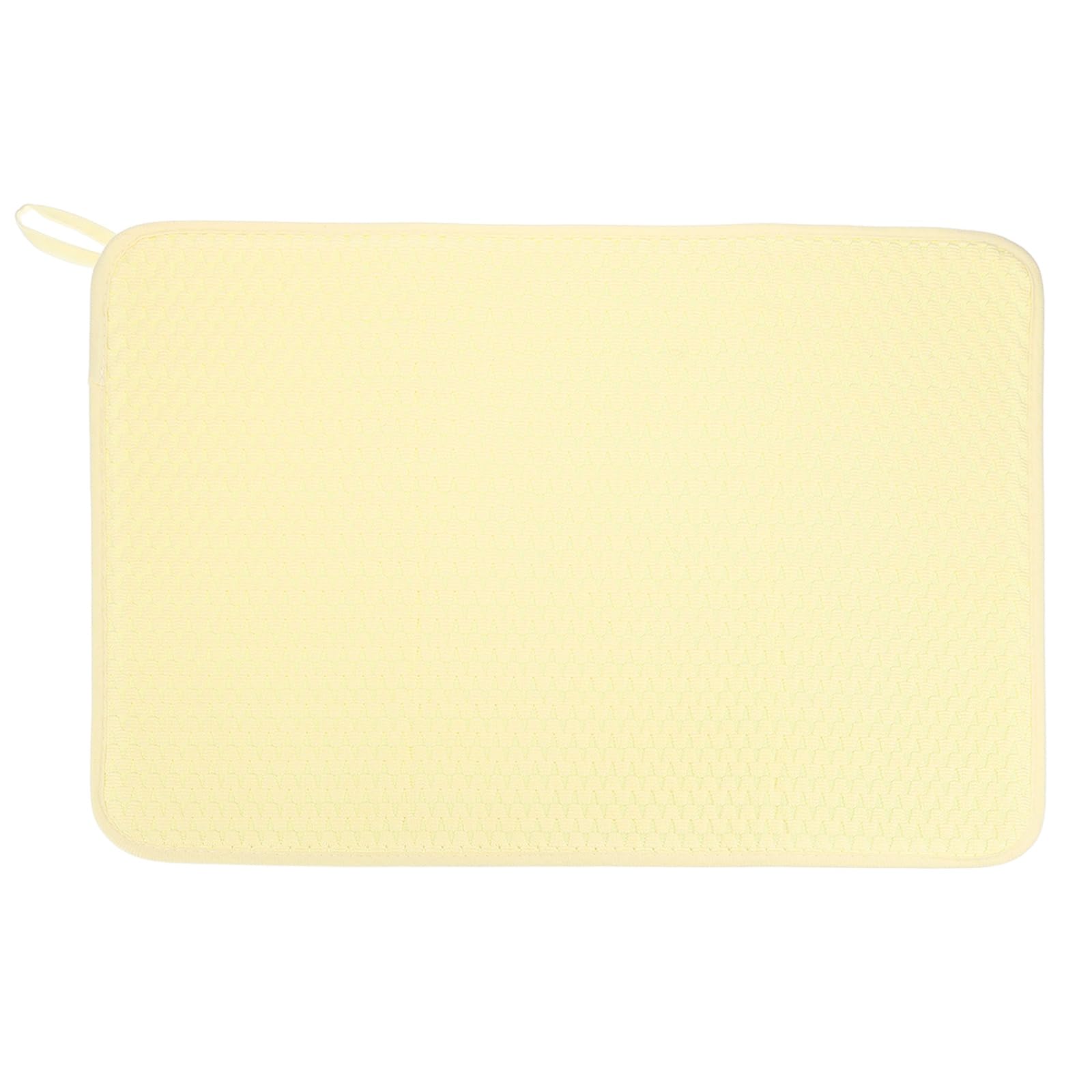 sourcing map Microfiber Dish Drying Mat,60 x 45 CM Absorbent Dish Drying Pad for Kitchen Countertops Sinks Draining Racks Coffee Machine, Yellow