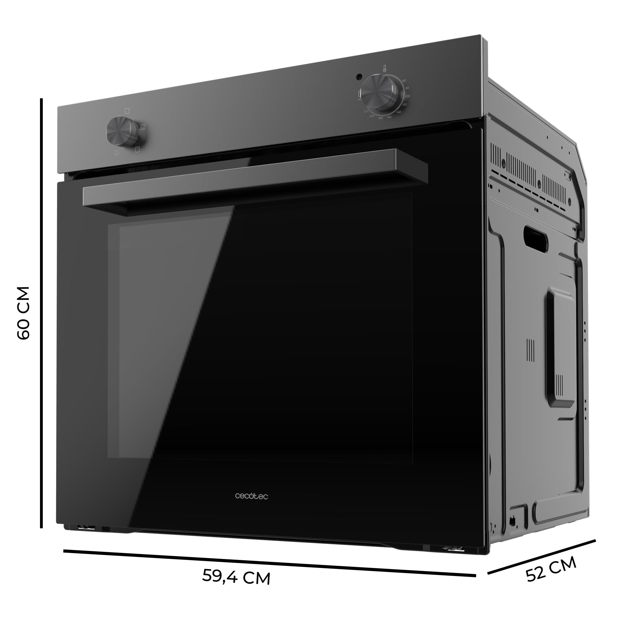 Cecotec Forno da Incasso Convenzionale 77L Bolero Hexa C126000 Dark Inox A. 2800W, 4 Funzioni, Modalità Convezione, Steam Base X2, Basso Consumo, Facile Pulizia, 5 Posizioni
