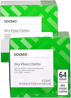 Amazon Brand - Solimo Dry Floor Cloths, 64 Count (2 Packs of 32 Cloths)