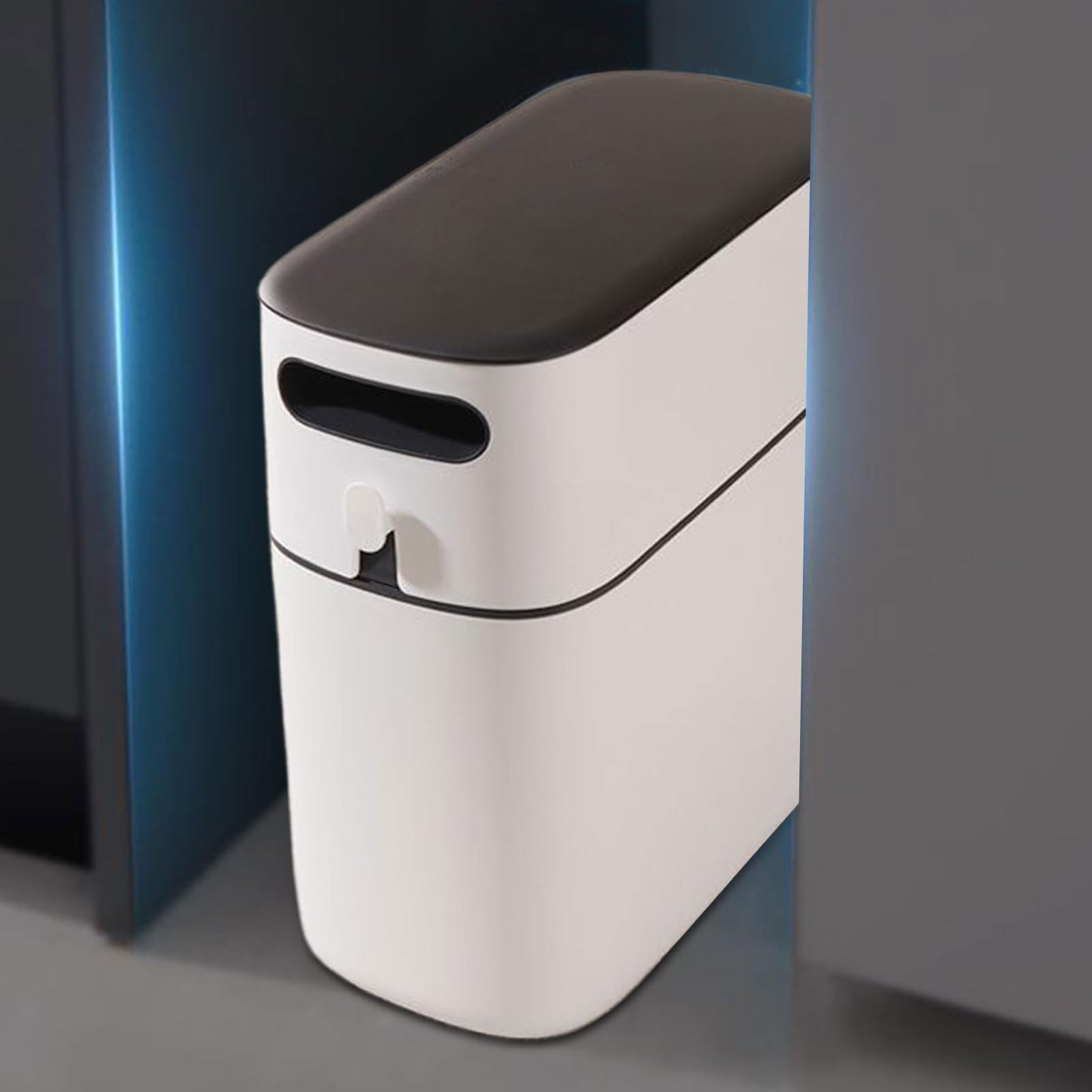 Cubo de basura fino y estrecho, basura fina | Cubo decorativo antiolores ahorro de espacio para cuarto de baño dormitorio