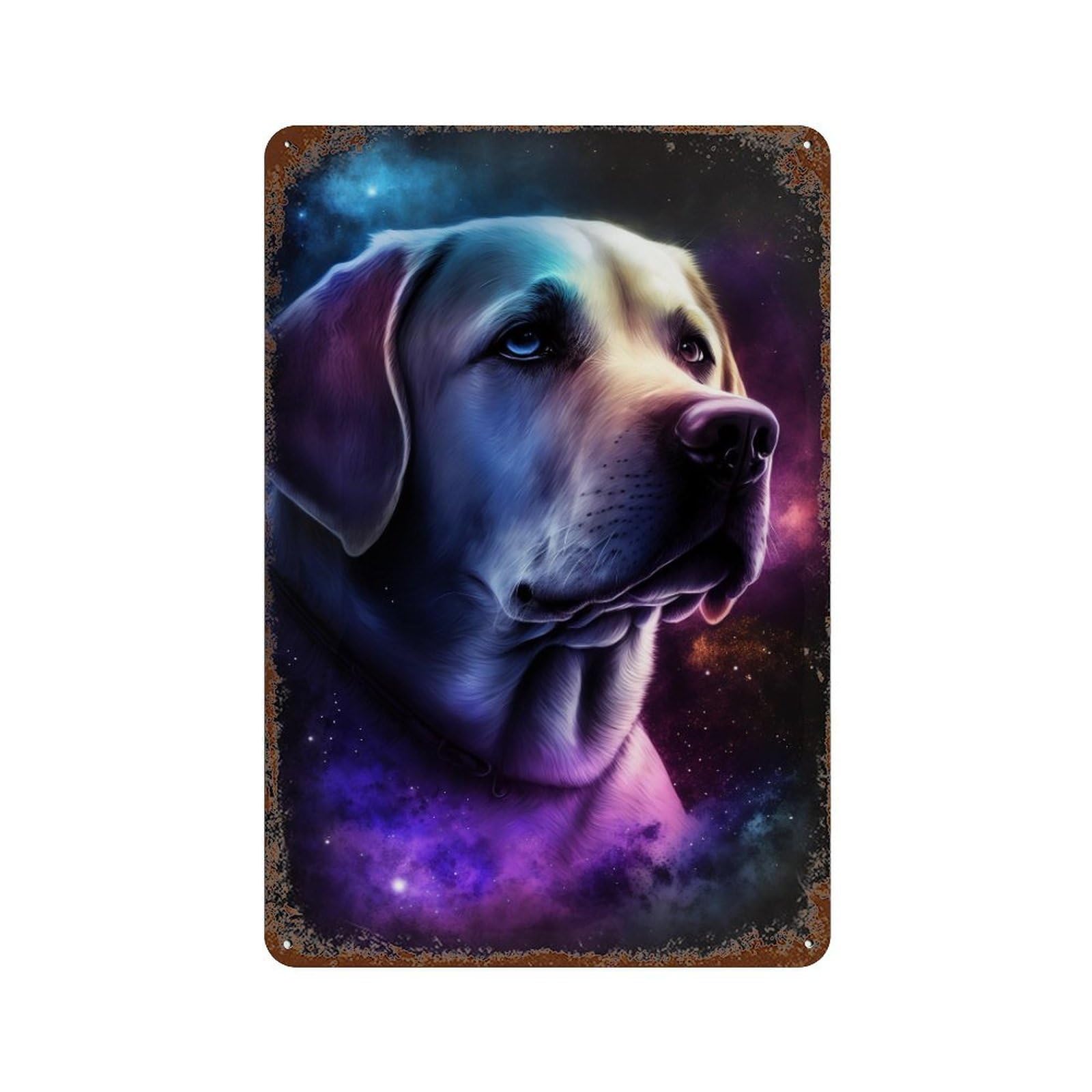 Cosmic Labrador Portrait-3 Aged Metal Wall Plaque 11.8"x7.9", Classic Wall Plaque for Garage, Pub Or Kitchen