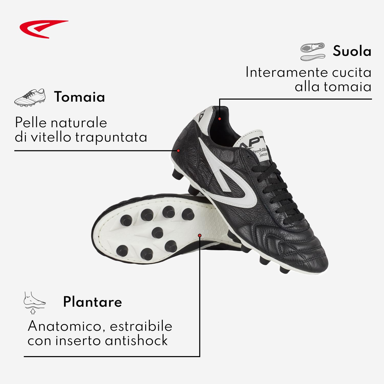 Scatto - Scarpe da Rugby per Bambino o Ragazzo in Pelle di Vitello Pieno Fiore