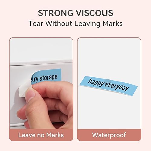 Miniatura 6 de PRT Qutie Cinta para etiquetar, 1 rollo de 13 pies (13.1 ft), azul cielo, compatible con la etiquetadora Qutie, 1 rollo