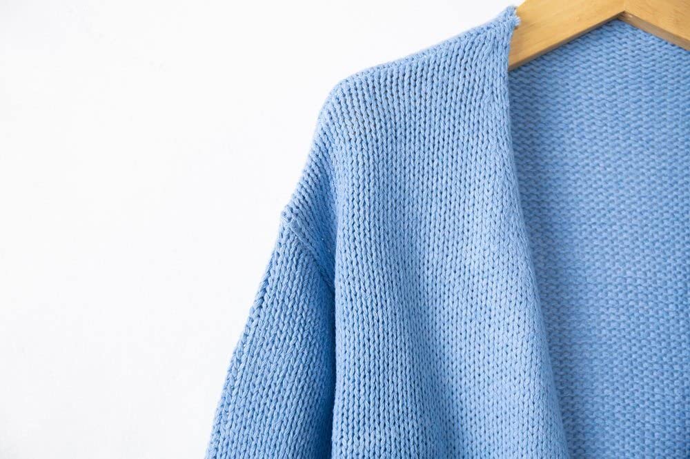 HGJH Cardigan Damen, Damen Strickpullover Vorne Offen Cardigan Rippstrick Kimono V-Ausschnitt Einfarbig Weiß Langarm Cardigan Weich Elegante Leichte Herbstjacke Für Lässiges Business