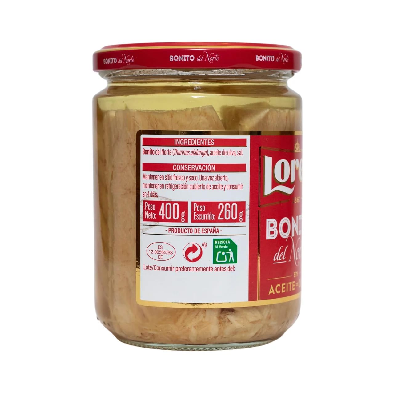 LOREA Weißer Thunfisch aus dem Norden in Olivenöl (35%), Glas 260 g. 6er-Pack