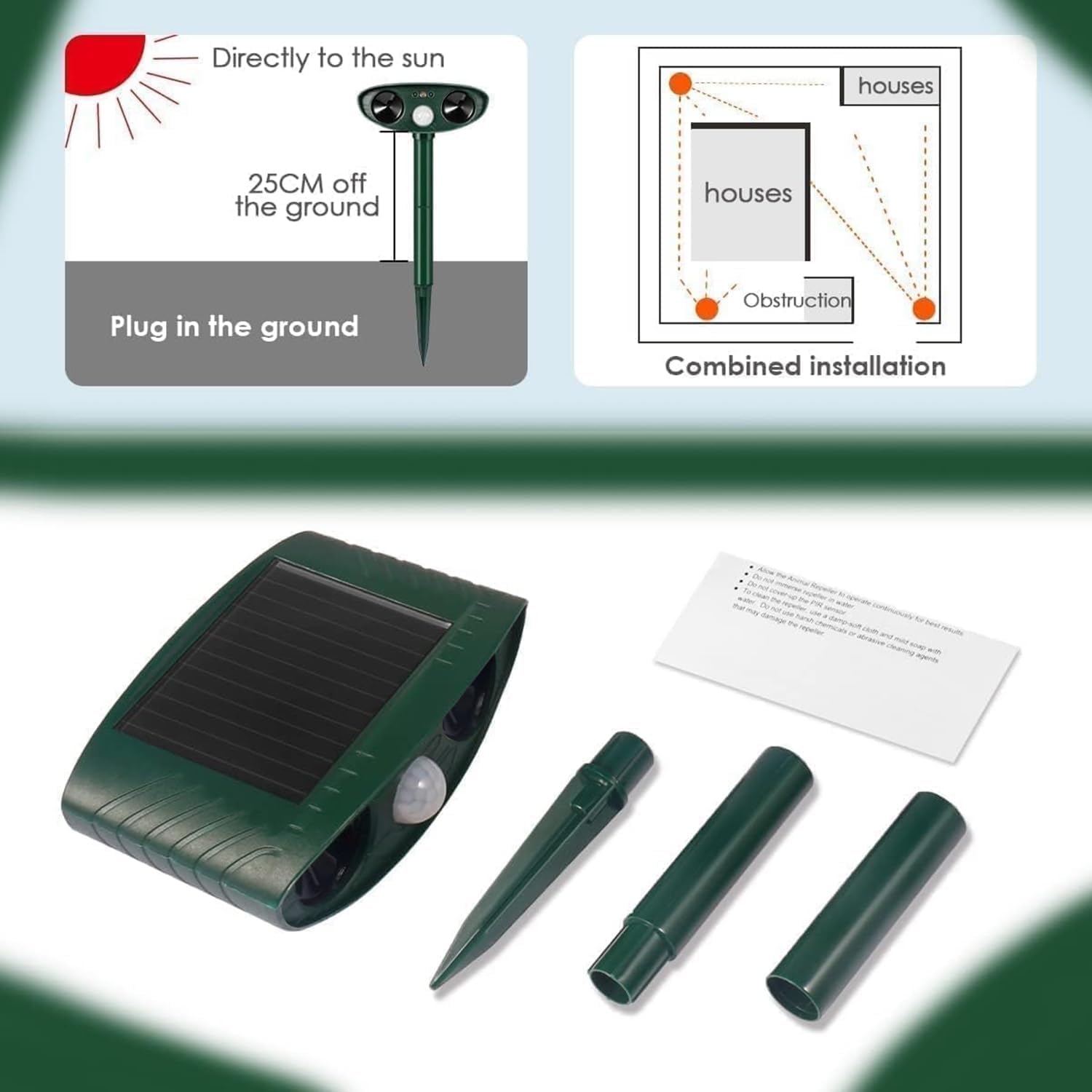 Katzenschreck Garten Ultraschall Solar Tiervertreiber, Animal Scarer BY1