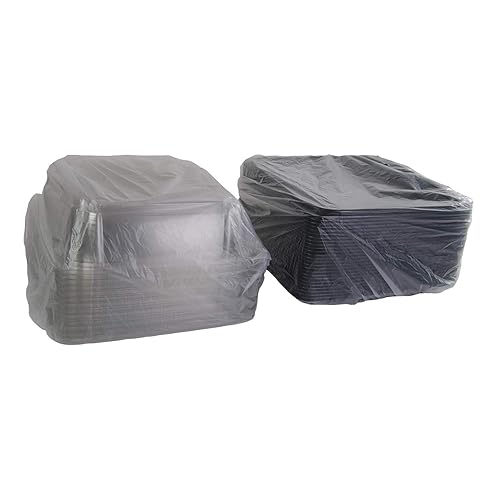 Miniatura 2 de Sabert Bandeja cuadrada UltraStack negra de 10.7 pulgadas con tapa transparente de cúpula de 3 pulgadas, plástico duradero, desechable, 25 unidades